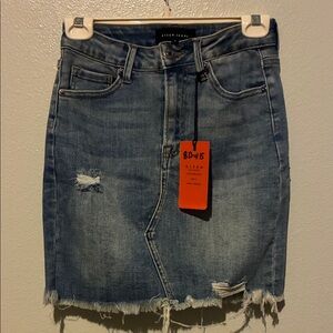 Risen Jeans Distressed Blue Mini Skirt